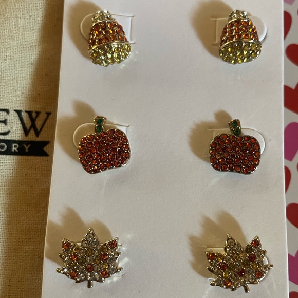 J. CREW Pave Crystal Fall Studs Trio - Picture 2 of 11